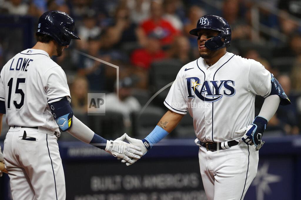 Scott Audette Tampa Bay Rays' Isaac Paredes, right, celebrates with Josh Lowe after hitting a home run against the New York Yankees during the second inning of a baseball game Wednesday, June 22, 2022, in St. Petersburg, Fla. (AP Photo/Scott Audette)