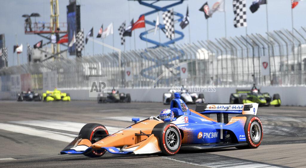 Jason Behnken Chip Ganassi Racing driver Scott Dixon (9) of New Zealand drives through turn one during the IndyCar Firestone Grand Prix of St. Petersburg (Fla.) auto race Sunday, March 10, 2019, in St Petersburg, Fla. (AP Photo/Jason Behnken)