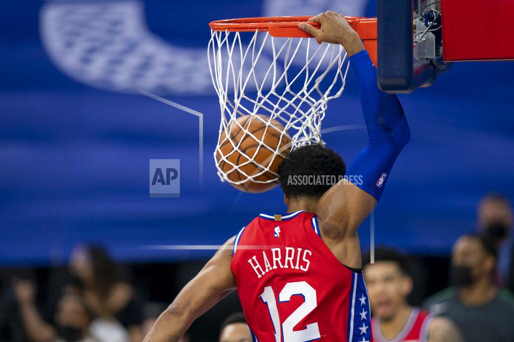 Chris Szagola Philadelphia 76ers' Tobias Harris dunks during the first half of an NBA basketball game against the Boston Celtics, Friday, Jan. 22, 2021, in Philadelphia. (AP Photo/Chris Szagola)