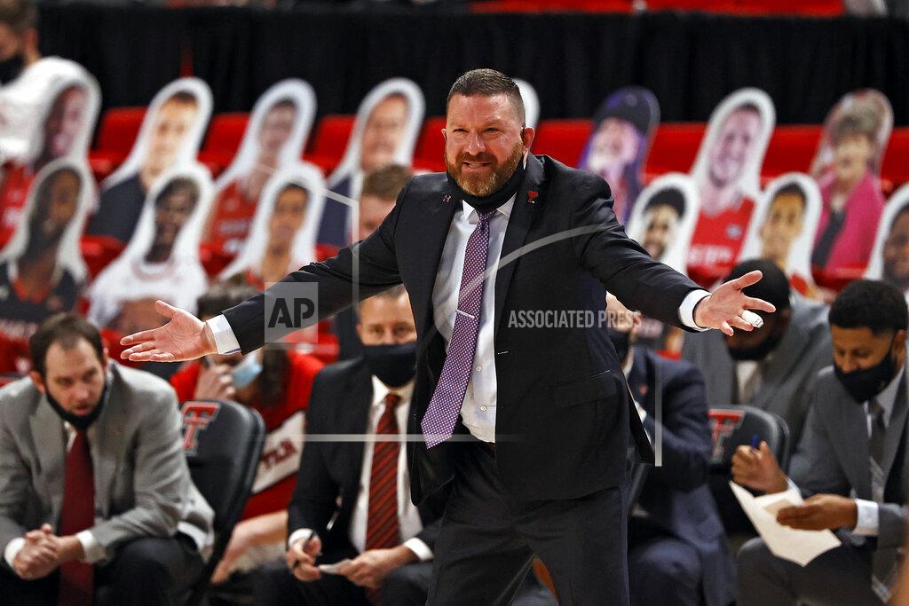 Brad Tollefson Texas Tech coach Chris Beard yells out to his team during the first half of an NCAA college basketball game against Sam Houston State, Friday, Nov. 27, 2020, in Lubbock, Texas. (AP Photo/Brad Tollefson)