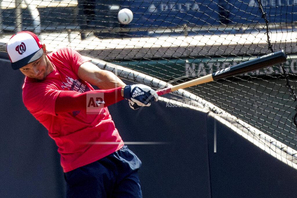 Andrew Harnik Washington Nationals shortstop Trea Turner (7) takes batting practice as the Washington Nationals hold their first training camp work out at Nationals Stadium, Friday, July 3, 2020, in Washington. (AP Photo/Andrew Harnik)
