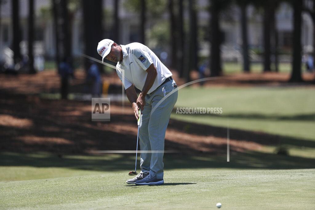 Gerry Broome Ryan Palmer putts on the first tee during the third round of the RBC Heritage golf tournament, Saturday, June 20, 2020, in Hilton Head Island, S.C. (AP Photo/Gerry Broome)