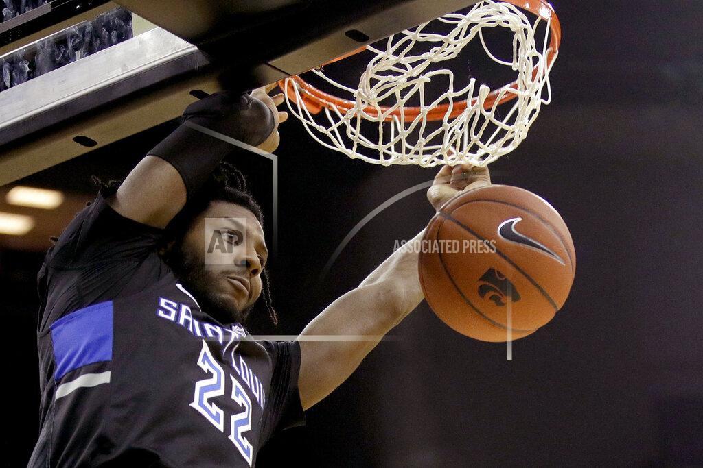 Charlie Riedel Saint Louis' Terrence Hargrove Jr. dunks during the second half of an NCAA college basketball game against Kansas State, Saturday, Dec. 21, 2019, in Kansas City, Mo. (AP Photo/Charlie Riedel)