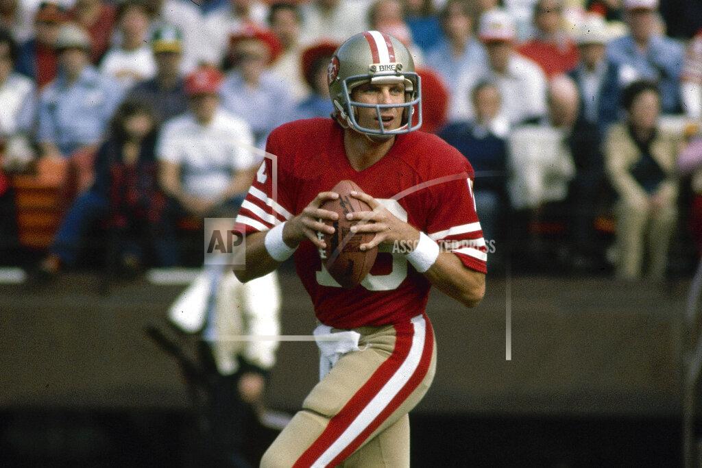 Anonymous FILE - This is a 1981 file photo showing San Francisco 49ers NFL football quarterback Joe Montana. The 49ers ruled most of the 1980s by winning Super Bowls after the 1981, '84, '88 and '89 seasons. (AP Photo/File)