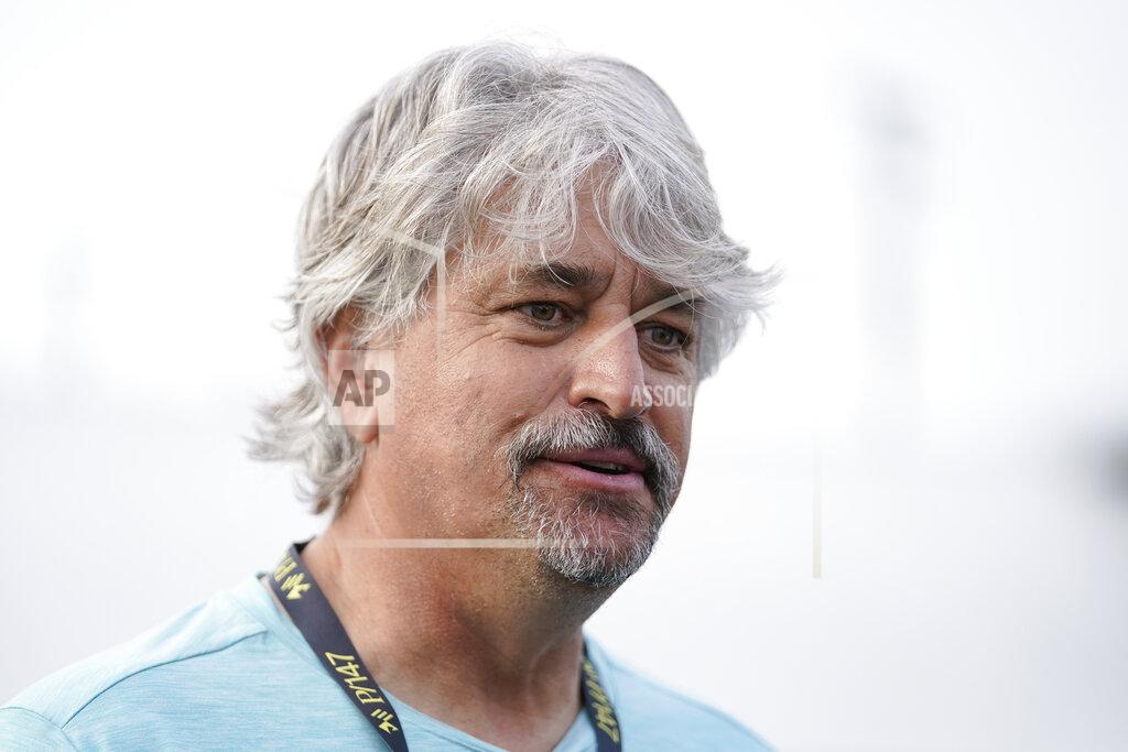 Julio Cortez Steven Asmussen, trainer for Preakness entrant Epicenter, the runner up in the Kentucky Derby, talks to the press ahead of the Preakness Stakes Horse Race at Pimlico Race Course, Thursday, May 19, 2022, in Baltimore. (AP Photo/Julio Cortez)