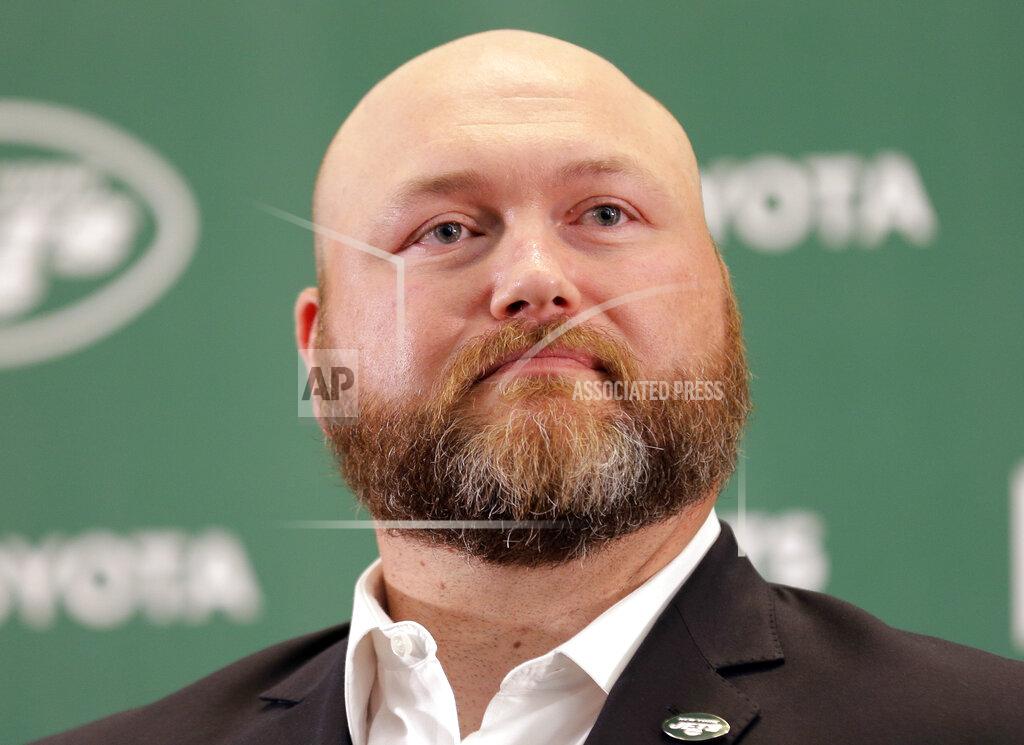 FILE - In this Tuesday, June 11, 2019, file photo, New York Jets general manager Joe Douglas speaks during a news conference at the team's NFL football training facility in Florham Park, N.J. Douglas' to-do list this 2021 offseason is massive, and so is the climb the New York Jets need to make to again reach respectability. (AP Photo/Seth Wenig, File)