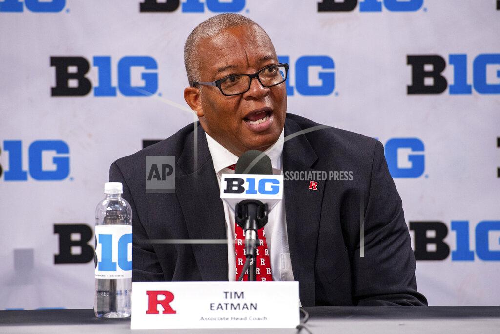 Doug Mcschooler Rutgers women's associate head coach Tim Eatman addresses the media during the first day of the Big Ten NCAA college basketball media days, Thursday, Oct. 7, 2021, in Indianapolis. (AP Photo/Doug McSchooler)