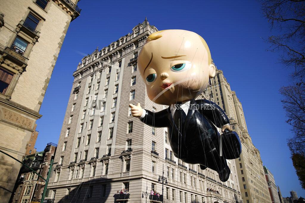 Julia Nikhinson The Boss Baby balloon make its way down Central Park West during the Macy's Thanksgiving Day Parade, Thursday, Nov. 24, 2022, in New York. (AP Photo/Julia Nikhinson)