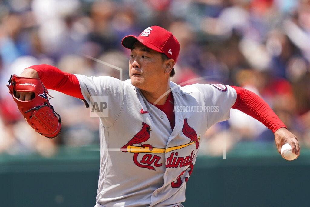 Tony Dejak St. Louis Cardinals starting pitcher Kwang Hyun Kim delivers in the first inning of a baseball game against the Cleveland Indians, Wednesday, July 28, 2021, in Cleveland. (AP Photo/Tony Dejak)