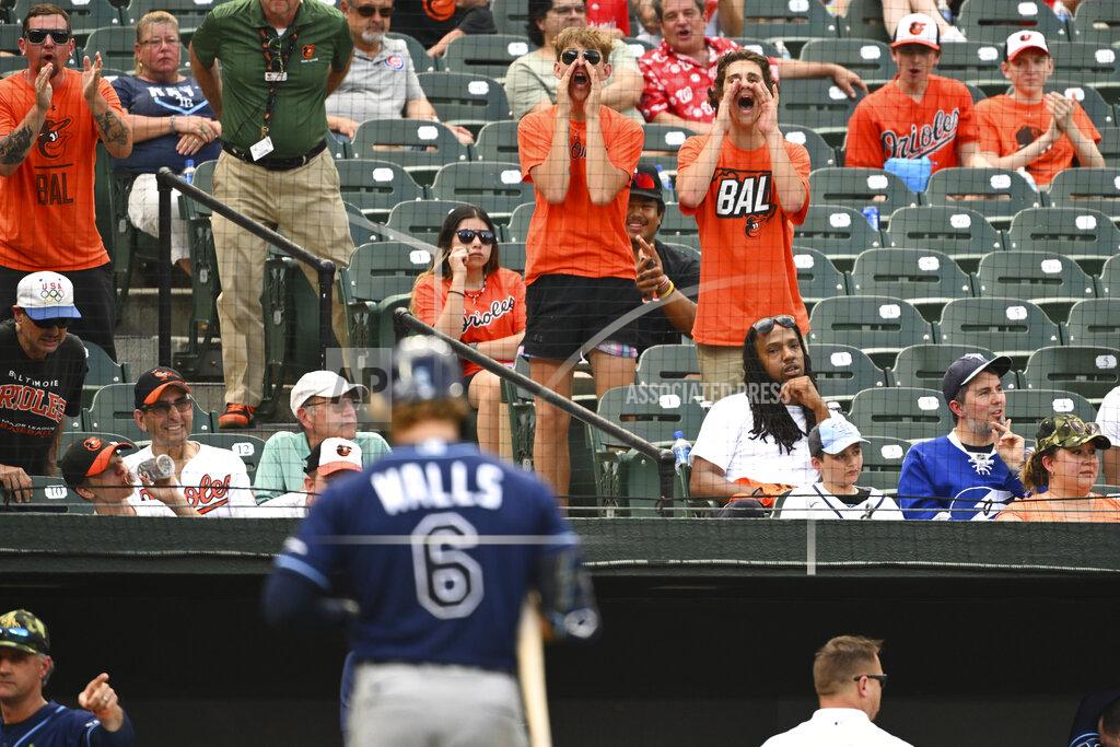 Terrance Williams Baltimore Orioles fans heckle Tampa Bay Rays' Taylor Walls (6) after striking out against Baltimore Orioles relief pitcher Felix Bautista during the eighth inning of a baseball game, Sunday, May 22, 2022, in Baltimore. (AP Photo/Terrance Williams)