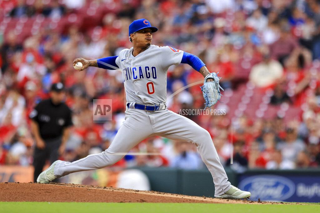 Aaron Doster Chicago Cubs' Marcus Stroman throws during the first inning of a baseball game against the Cincinnati Reds in Cincinnati, Tuesday, May 24, 2022. (AP Photo/Aaron Doster)