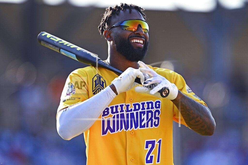 David Dermer Cleveland Browns wide receiver Jarvis Landry smiles during the Jarvis Landry Celebrity Softball game Saturday, June 12, 2021 in Eastlake, Ohio. (AP Photo/David Dermer)
