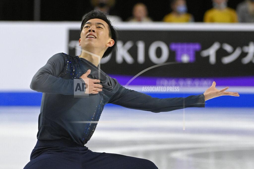 David Becker Vincent Zhou performs during the men's short program at the Skate America figure skating event Friday, Oct. 22, 2021, in Las Vegas. (AP Photo/David Becker)