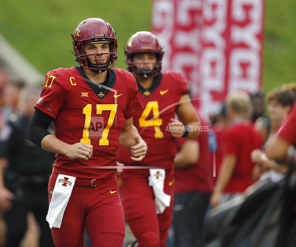 Matthew Putney Iowa State quarterback Kyle Kempt runs out on the field before an NCAA college football game against South Dakota State, Saturday, Sept. 1, 2018, in Ames, Iowa. (AP Photo/Matthew Putney)