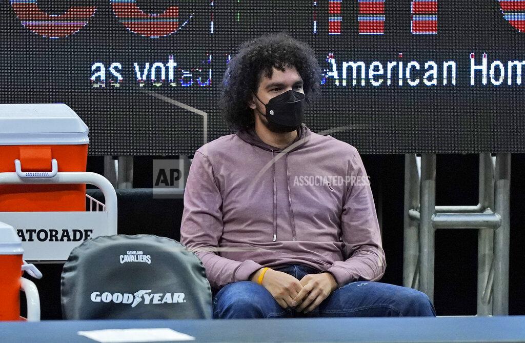 Tony Dejak Cleveland Cavaliers' Anderson Varejao watches in the second half of an NBA basketball game against the Phoenix Suns, Tuesday, May 4, 2021, in Cleveland. Phoenix won 134-118 in overtime. (AP Photo/Tony Dejak)