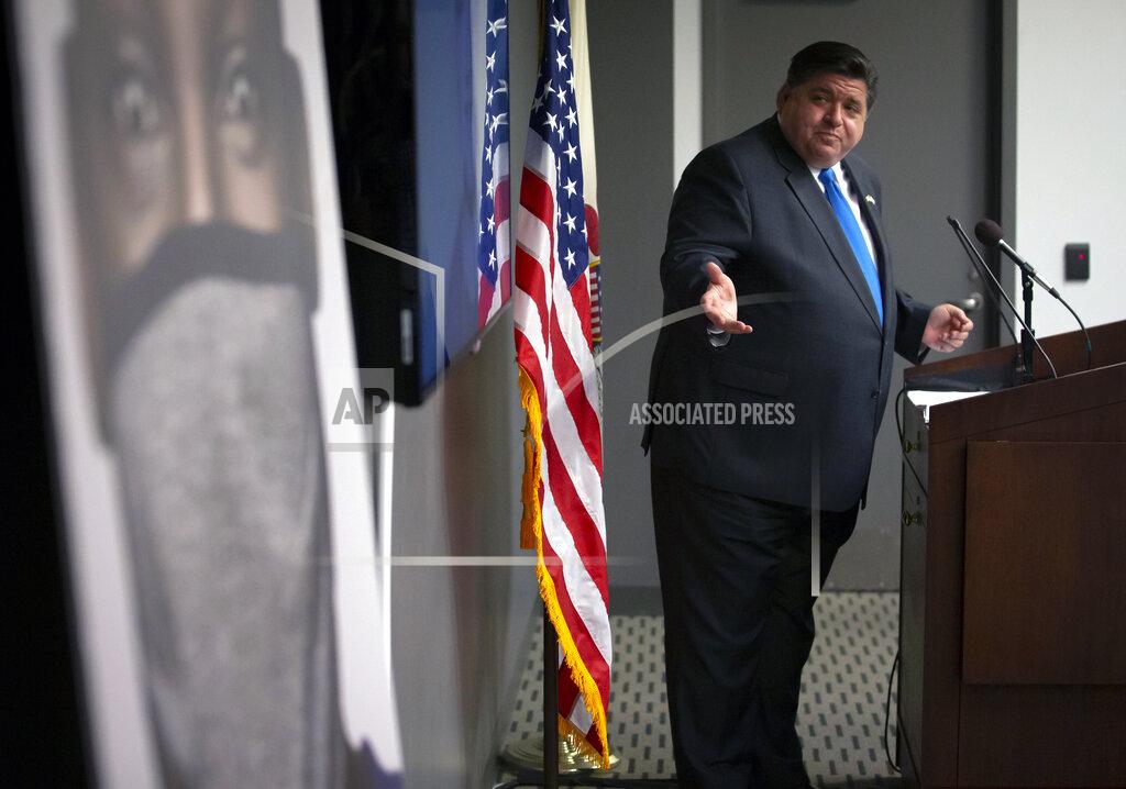 Justin L. Fowler Illinois Governor JB Pritzker unveils a new mask awareness campaign called "It Only Works If You Wear It" during a press conference at the IEMA State Emergency Operations Center, Monday, August 3, 2020, in Springfield, Ill. The new $5 million awareness campaign will encourage Illinois residents to wear a face covering every time they're in public and will be advertised on broadcast and cable television, radio, billboards and social media to the communities with the greatest risk from COVID-19. (Justin L. Fowler/The State Journal-Register via AP)