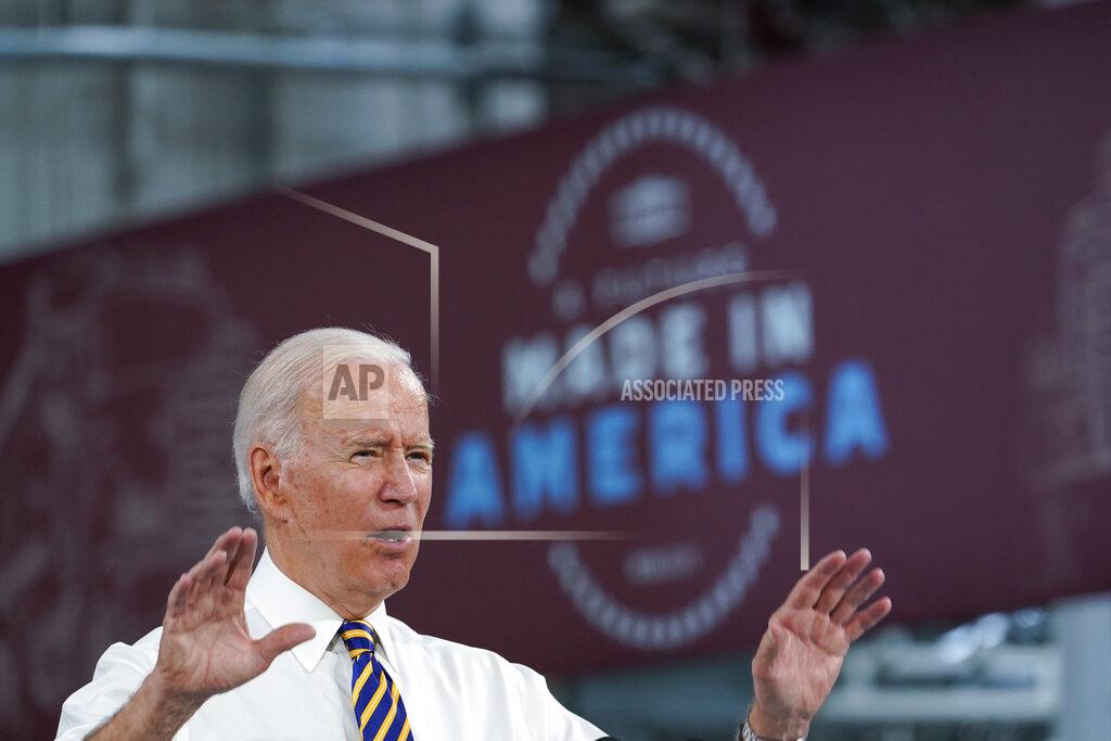 Susan Walsh President Joe Biden speaks during a visit to the Lehigh Valley operations facility for Mack Trucks in Macungie, Pa., Wednesday, July 28, 2021. (AP Photo/Susan Walsh)