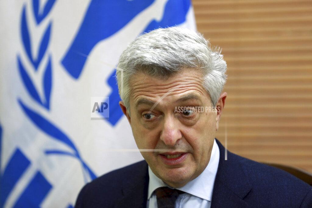 Rahmat Gul U.N. High Commissioner for Refugees Filippo Grandi speaks during an interview in Kabul, Afghanistan, Tuesday, Nov. 17, 2020. (AP Photo/Rahmat Gul)