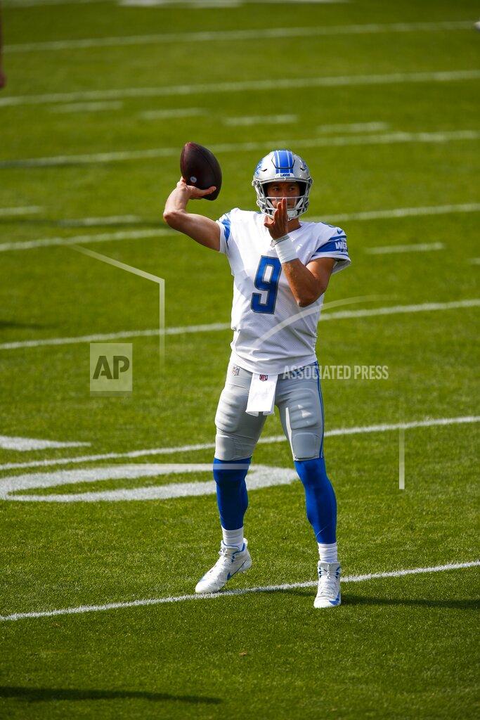 Matt Ludtke Detroit Lions' Matthew Stafford warms up before an NFL football game against the Green Bay Packers Sunday, Sept. 20, 2020, in Green Bay, Wis. (AP Photo/Matt Ludtke)