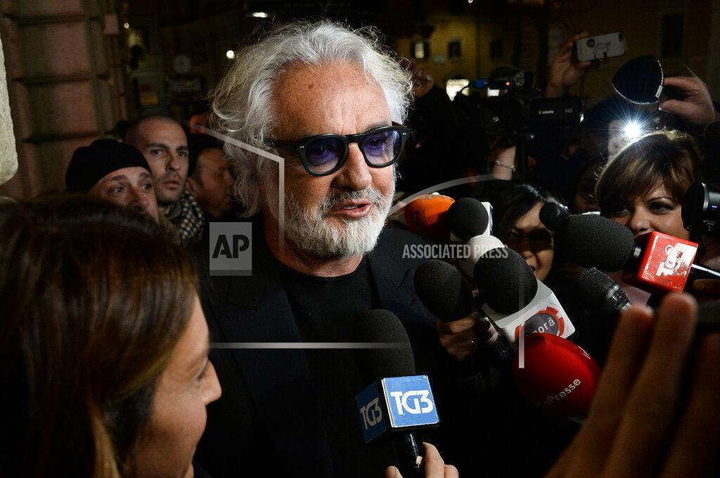 Fabio Cimaglia Former Formula One boss Flavio Briatore speaks to reporters in Rome in this Jan. 15, 2019 photo made available Tuesday Aug. 25, 2020. Briatore has reportedly been admitted to hospital in Milan with coronavirus, there has been no official statement from the hospital but multiple reports say Briatore’s condition is serious but he is not in intensive care. (Fabio Cimaglia/LaPresse via AP)