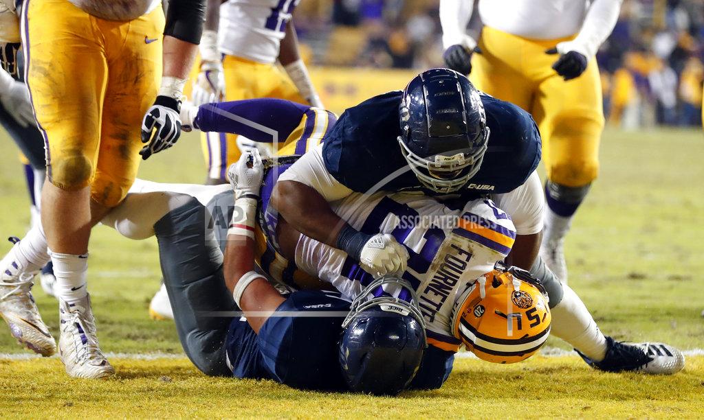 Gerald Herbert LSU running back Lanard Fournette (27) scores a touchdown in the second half of an NCAA college football game against Rice in Baton Rouge, La., Saturday, Nov. 17, 2018. (AP Photo/Gerald Herbert)