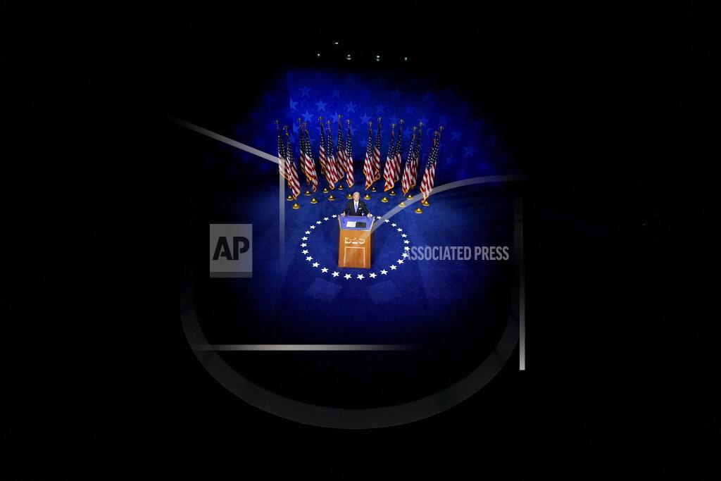 Andrew Harnik Democratic presidential candidate former Vice President Joe Biden speaks during the fourth day of the Democratic National Convention, Thursday, Aug. 20, 2020, at the Chase Center in Wilmington, Del. (AP Photo/Andrew Harnik)
