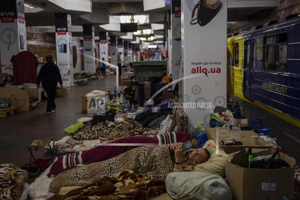 Bernat Armangue Residents stay in the city subway of Kharkiv, in eastern Ukraine, on Thursday, May 19, 2022. Although the bombings in Kharkiv have decreased and the subway is expected to run beginning of next week, still some residents use it as a temporary bomb shelter. (AP Photo/Bernat Armangue)