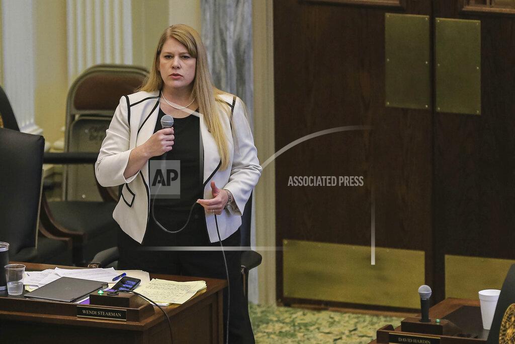 Nathan J Fish Rep. Wendi Stearman, R-Collinsville urges lawmakers to vote yes on House Bill 4327 during debate in the House of Representatives at the state Capitol in Oklahoma City, Thursday, May 19, 2022. Oklahoma's Legislature gave final approval Thursday to another Texas-style anti-abortion bill that providers say will be the most restrictive in the nation once the governor signs it. (Nathan J Fish/The Oklahoman via AP)