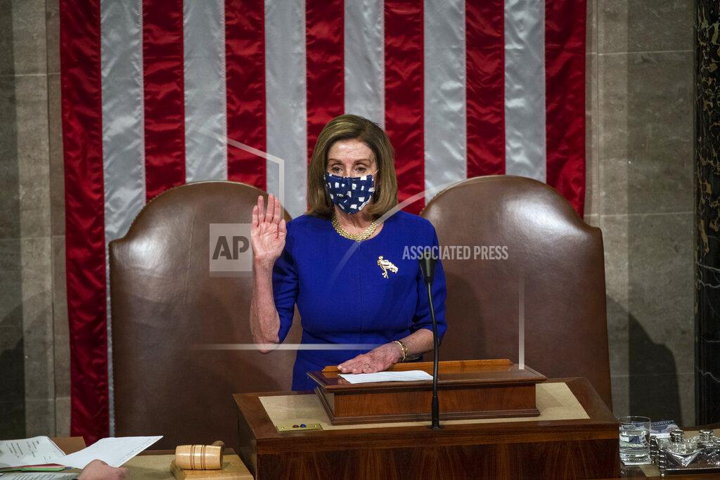 Amanda Voisard Speaker of the House Nancy Pelosi, D-Calif., presides over the House Chamber after they reconvened for arguments over the objection of certifying Arizona’s Electoral College votes in November’s election, at the Capitol in Washington, Wednesday, Jan. 6, 2021. (Amanda Voisard/The Washington Post via AP, Pool)