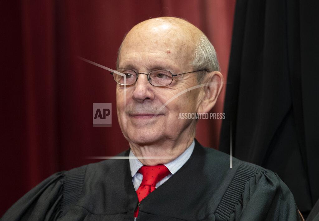 J. Scott Applewhite FILE - Supreme Court Associate Justice Stephen Breyer, appointed by President Bill Clinton, sits with fellow Supreme Court justices for a group portrait at the Supreme Court Building in Washington, Nov. 30, 2018. Breyer said in a letter to President Joe Biden that his retirement will take effect on Thursday, June 30, 2022, at noon, after nearly 28 years on the nation’s highest court. (AP Photo/J. Scott Applewhite, File)