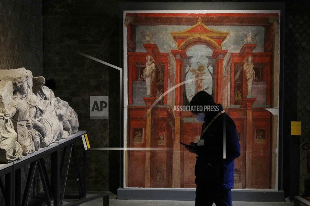 Gregorio Borgia Archeological findings are displayed at the museum Antiquarium in Pompeii, southern Italy, Monday, Jan. 25, 2021. Decades after suffering bombing and earthquake damage, Pompeii's museum is back in business, showing off exquisite finds from excavations of the ancient Roman city. Officials of the archaeological park of the ruins of the city destroyed in 79 A.D. by the eruption of Mount Vesuvius inaugurated the museum on Monday. (AP Photo/Gregorio Borgia)(AP Photo/Gregorio Borgia)