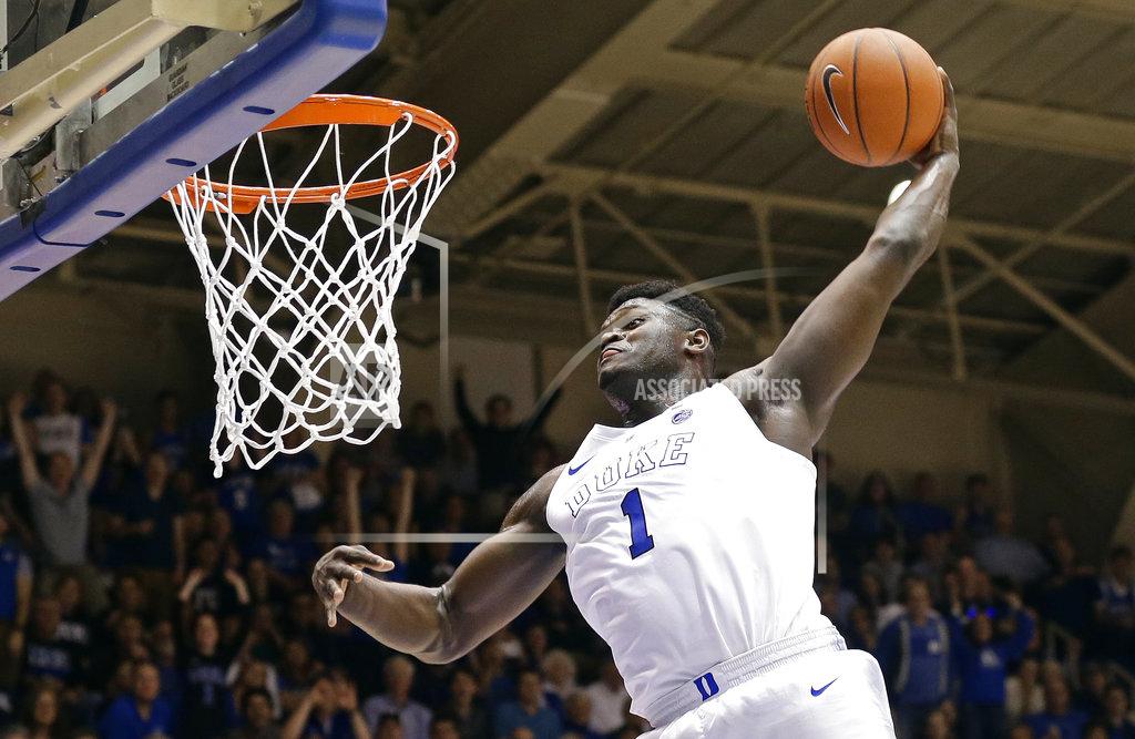 Gerry Broome Duke's Zion Williamson (1) dunks during the second half of an NCAA college basketball game against Clemson in Durham, N.C., Saturday, Jan. 5, 2019. Duke won 87-68. (AP Photo/Gerry Broome)