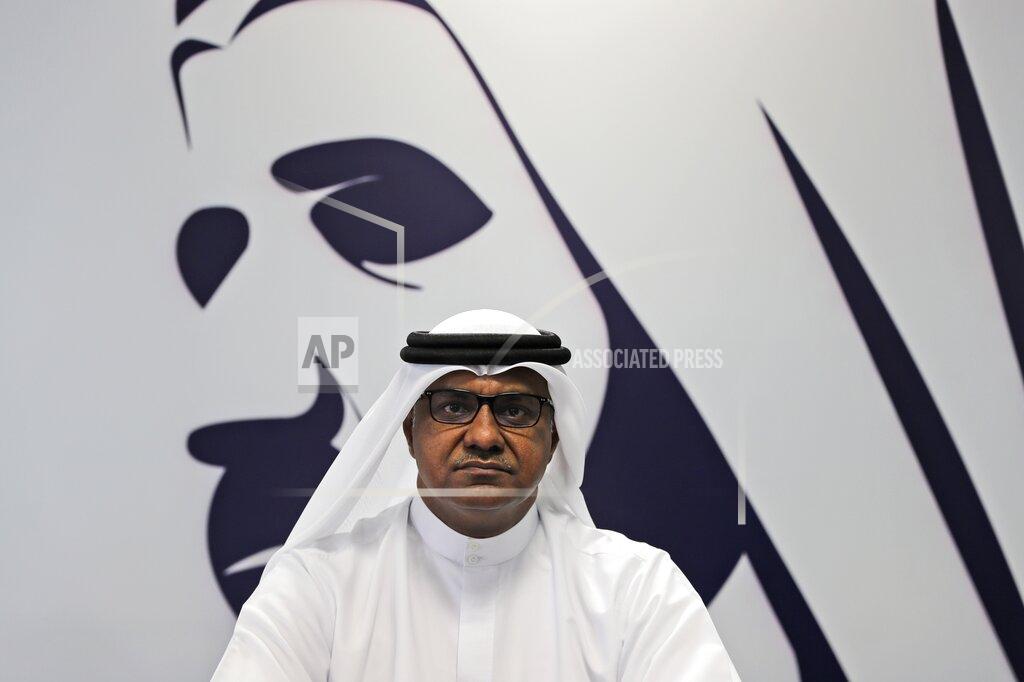 Kamran Jebreili Nabil Sultan, the divisional senior vice president for Emirates SkyCargo talks to journalists at the International Humanitarian City, in Dubai, United Arab Emirates, Sunday, May 9, 2021. Dubai's long-haul carrier Emirates will begin shipping aid from the World Health Organization and other groups into India for free to help fight a crushing outbreak of the coronavirus, the airline said Sunday. (AP Photo/Kamran Jebreili)