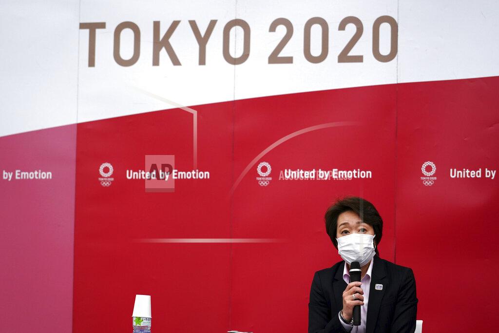 Eugene Hoshiko Seiko Hashimoto, president of the Tokyo 2020 Organizing Committee of the Olympic and Paralympic Games (Tokyo 2020), speaks during a news conference Thursday, March 11, 2021, after attending the International Olympic Committee (IOC) general meeting. (AP Photo/Eugene Hoshiko, Pool)