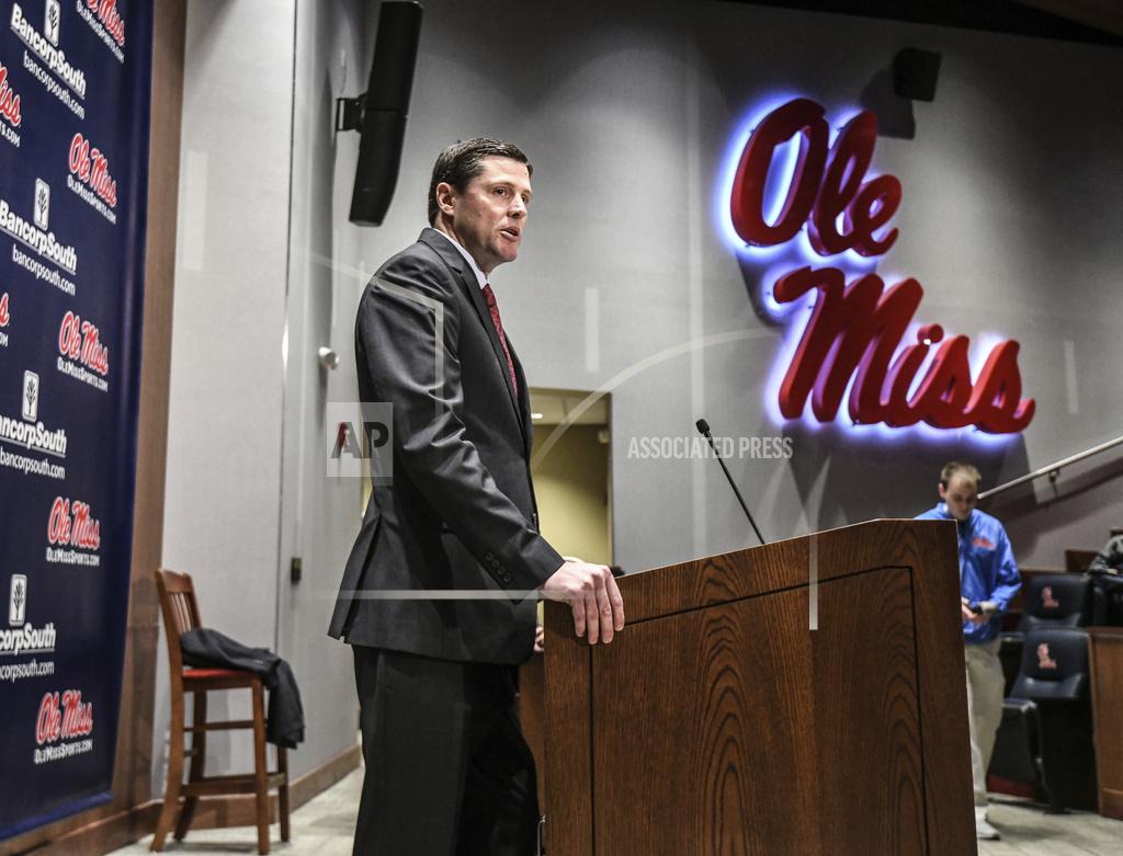 Bruce Newman Mississippi athletic director Keith Carter discusses the future of the football program during a news conference at the Manning Center, in Oxford, Miss. on Monday, Dec. 2, 2019. Mississippi fired football coach Matt Luke on Sunday, three days after his third non-winning season ended with an excruciating rivalry game loss. (Bruce Newman/The Oxford Eagle via AP)