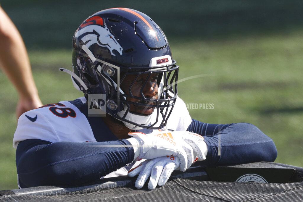 David Zalubowski FILE - Denver Broncos linebacker Von Miller (58) takes part in drills during an NFL football practice Tuesday, Aug. 18, 2020, at the team's headquarter in Englewood, Colo. The Broncos were left scrambling after losing star Von Miller to a season-ending ankle injury, denying them of the Super Bowl 50 MVP's on-field brilliance and locker room leadership. (AP Photo/David Zalubowski, File)