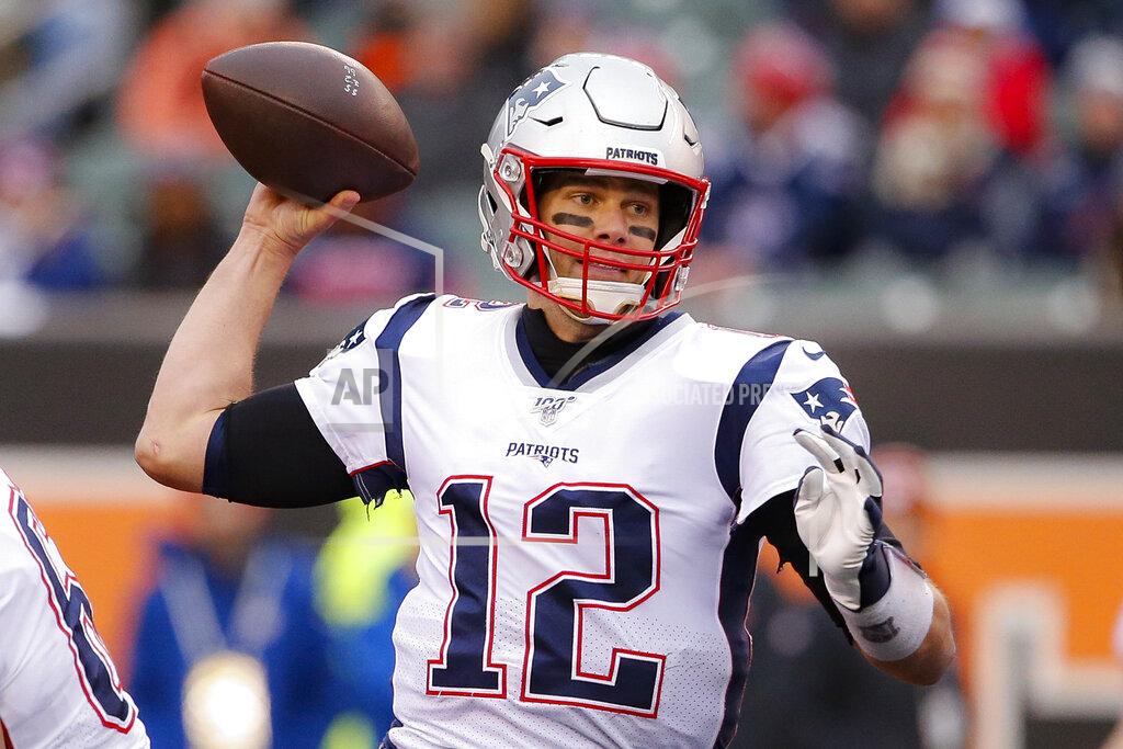 Gary Landers New England Patriots quarterback Tom Brady passes in the second half of an NFL football game against the Cincinnati Bengals, Sunday, Dec. 15, 2019, in Cincinnati. (AP Photo/Gary Landers)