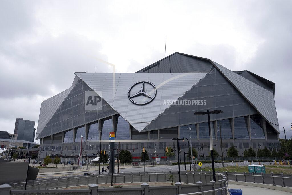 Ben Gray The exterior of the Mercedes-Benz Stadium in Atlanta is shown Friday afternoon, Sept. 17, 2021 in Atlanta. Officials were touring the stadium Friday as part of the FIFA World Cup 2026 Candidate Host City Tour. (AP Photo/Ben Gray)