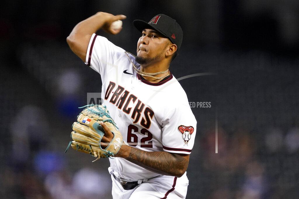 Matt York Arizona Diamondbacks starting pitcher Humberto Mejia throws against the Atlanta Braves during the first inning of a baseball game, Monday, Sept. 20, 2021, in Phoenix. (AP Photo/Matt York)
