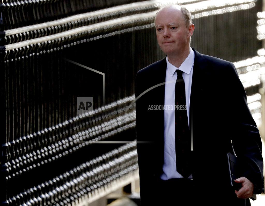 Matt Dunham Britain's Chief Medical Officer Chris Whitty arrives at 10 Downing Street as British Prime Minister Boris Johnson was moved to intensive care after his coronavirus symptoms worsened in London, Tuesday, April 7, 2020. Johnson was admitted to St Thomas' hospital in central London on Sunday after his coronavirus symptoms persisted for 10 days. Having been in hospital for tests and observation, his doctors advised that he be admitted to intensive care on Monday evening. The new coronavirus causes mild or moderate symptoms for most people, but for some, especially older adults and people with existing health problems, it can cause more severe illness or death.(AP Photo/Matt Dunham)