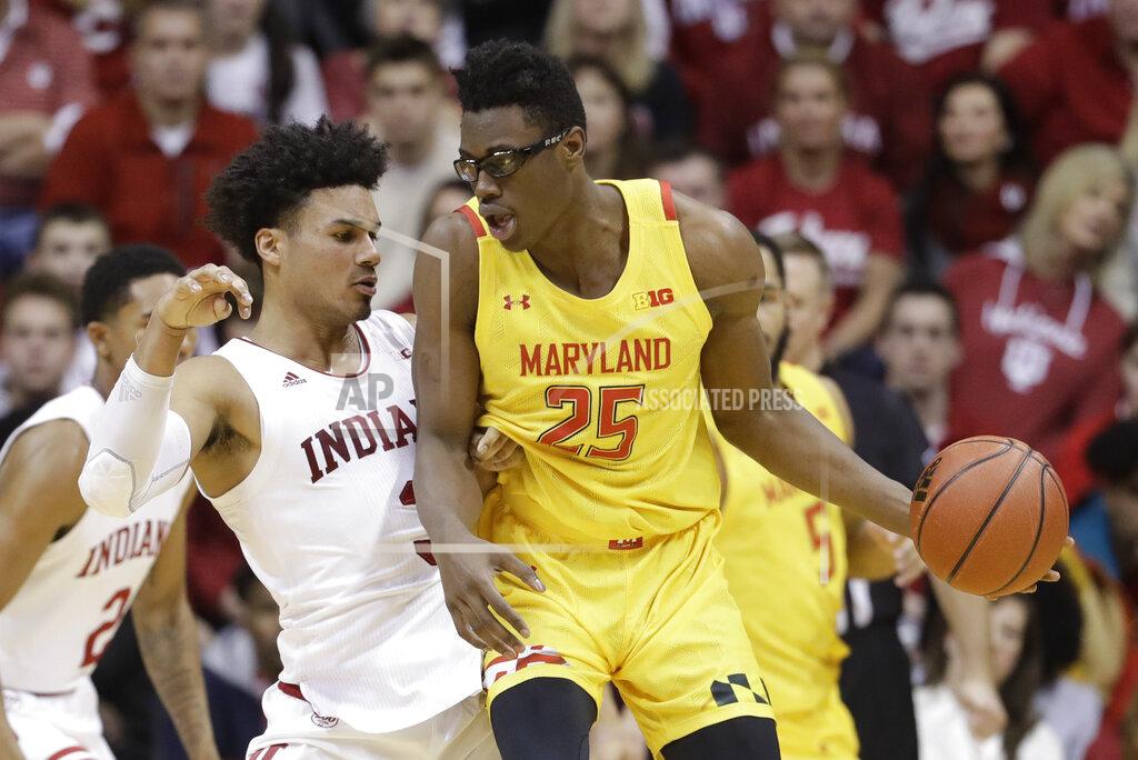 Darron Cummings Maryland's Jalen Smith (25) is defended by Indiana's Justin Smith (3) during the first half of an NCAA college basketball game, Sunday, Jan. 26, 2020, in Bloomington, Ind. (AP Photo/Darron Cummings)