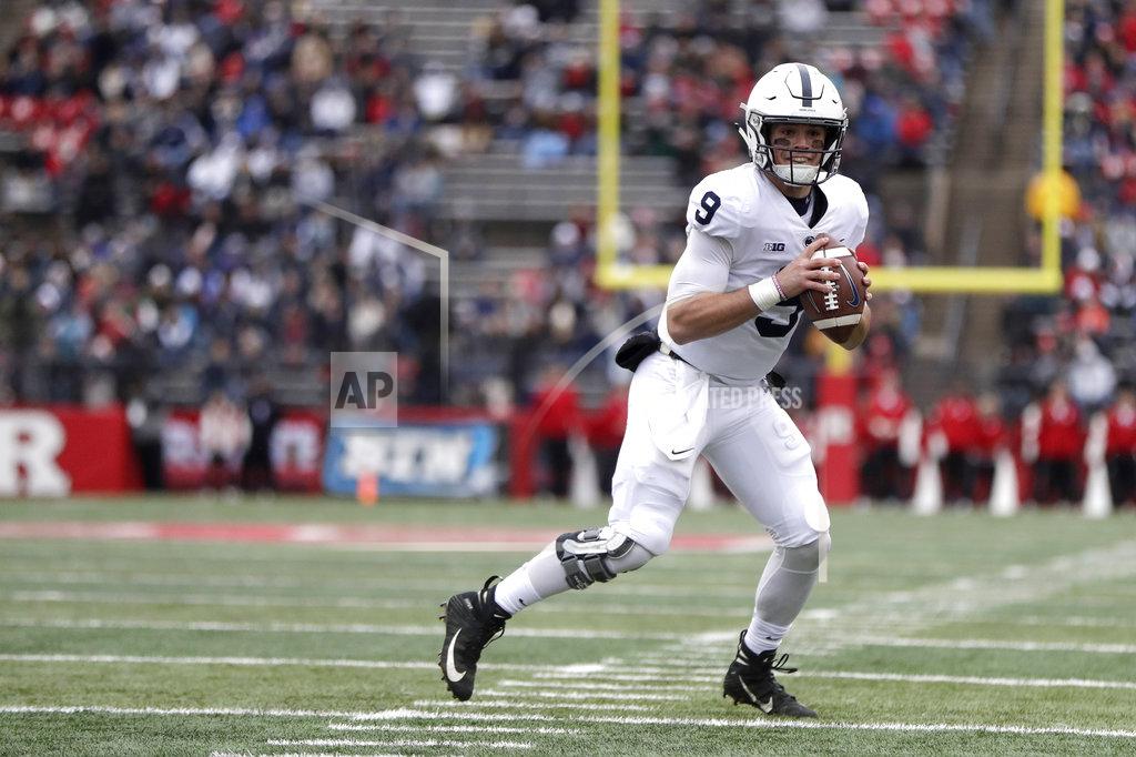 Julio Cortez Penn State quarterback Trace McSorley looks to pass against Rutgers during the first half of an NCAA college football game, Saturday, Nov. 17, 2018, in Piscataway, N.J. McSorley connected with tight end Pat Freiermuth for a touchdown on the pass. (AP Photo/Julio Cortez)