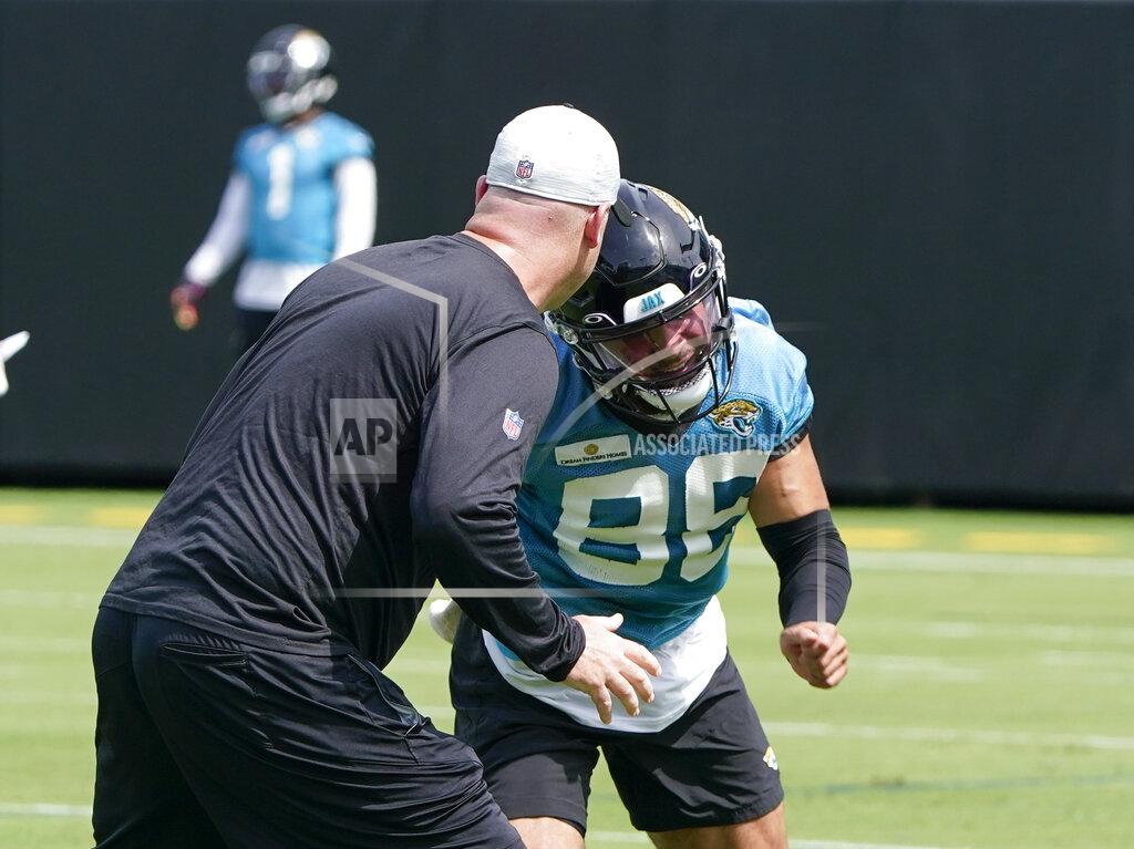 John Raoux Jacksonville Jaguars wide receiver Jeff Cotton (88) takes part in a drill during an NFL football practice, Monday, May 23, 2022, in Jacksonville, Fla. (AP Photo/John Raoux)