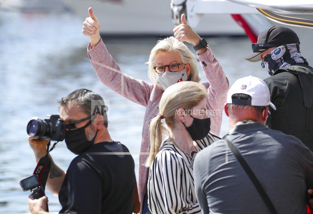 Dirk Shadd Tampa Mayor Jane Castor gives a thumbs up just prior to a boat parade to celebrate the Tampa Bay Buccaneers NFL football Super Bowl 55 victory over the Kansas City Chiefs in Tampa, Fla., Wednesday, Feb. 10, 2021. (Dirk Shadd/Tampa Bay Times via AP)
