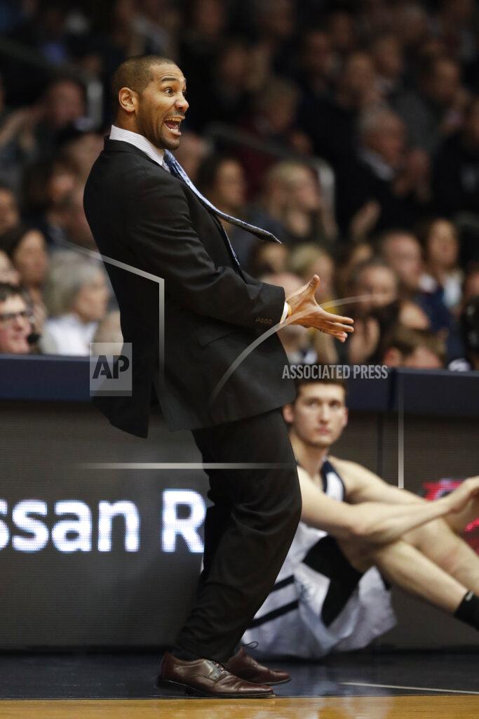 Michael Conroy Butler head coach LaVall Jordan gestures in the first half of an NCAA college basketball game against Villanova in Indianapolis, Tuesday, Jan. 22, 2019. (AP Photo/Michael Conroy)