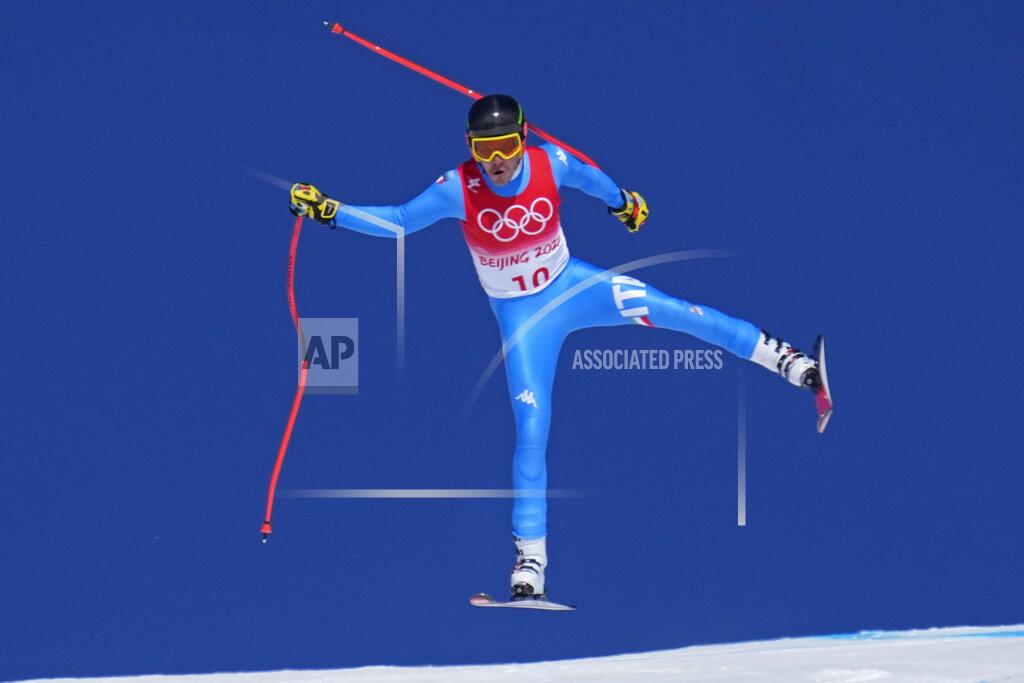 Robert F. Bukaty Christof Innerhofer, of Italy makes a jump during a men's downhill training run at the 2022 Winter Olympics, Thursday, Feb. 3, 2022, in the Yanqing district of Beijing. (AP Photo/Robert F. Bukaty)