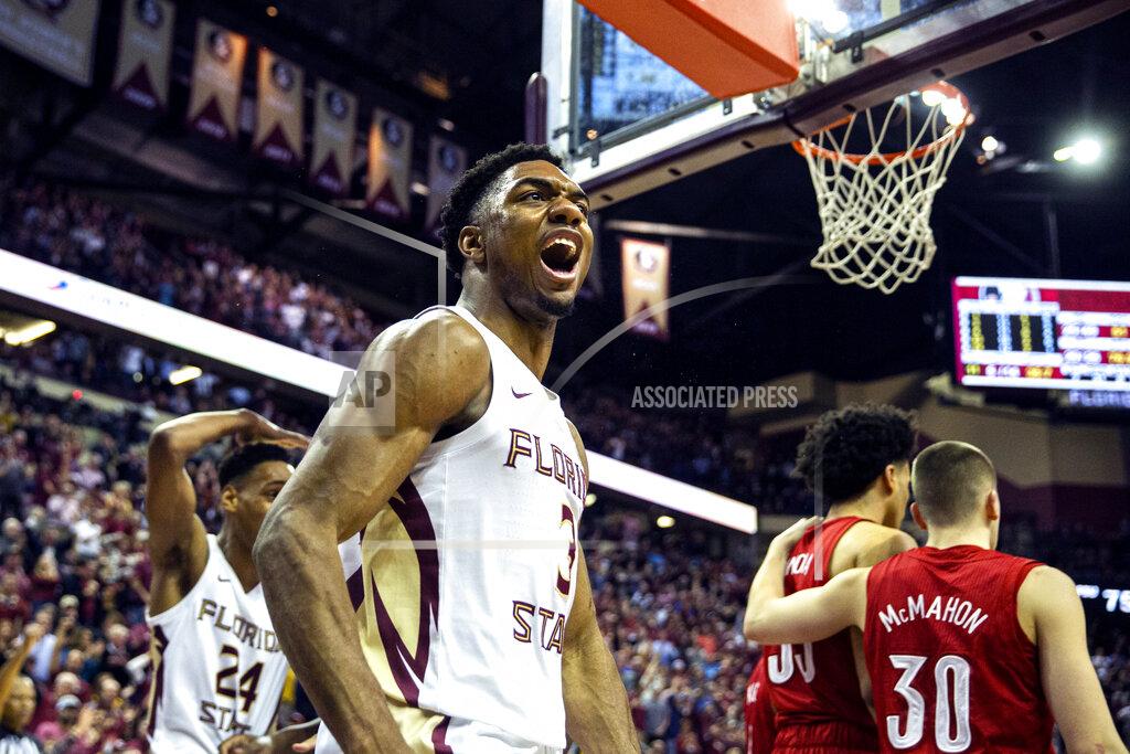 Mark Wallheiser Florida State guard Trent Forrest (3) reacts to a dunk late in the second half of an NCAA college basketball game against Louisville in Tallahassee, Fla., Monday, Feb. 24, 2020. (AP Photo/Mark Wallheiser)