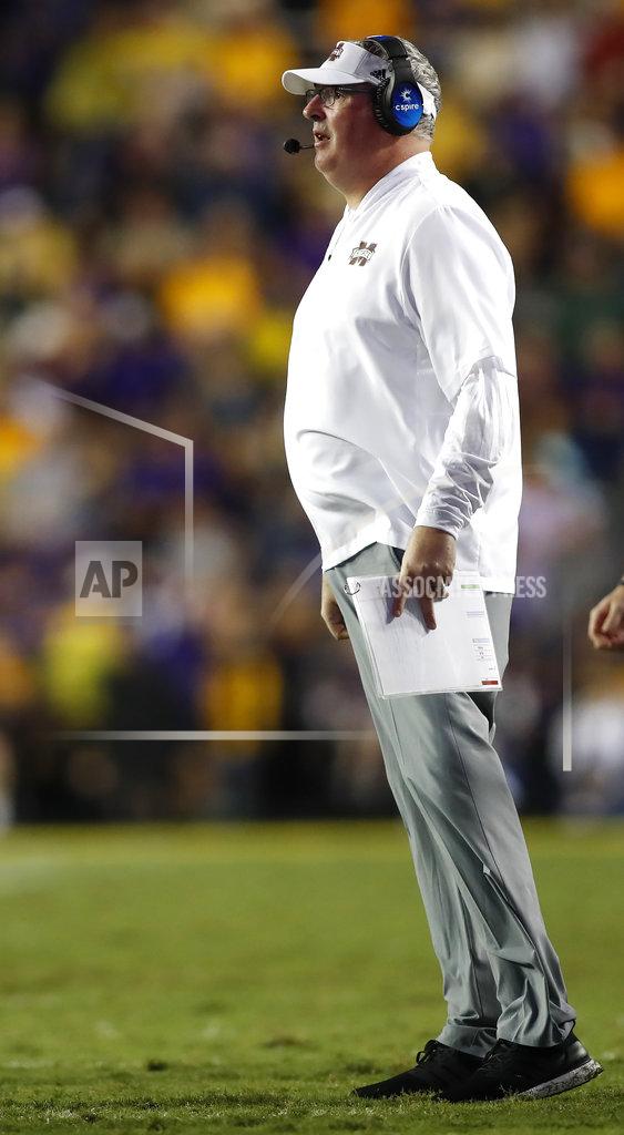 Tyler Kaufman Mississippi State head coach Joe Moorhead reacts to a play during an NCAA college football game against LSU in Baton Rouge, La., Saturday, Oct. 20, 2018. LSU won 19-3. (AP Photo/Tyler Kaufman)