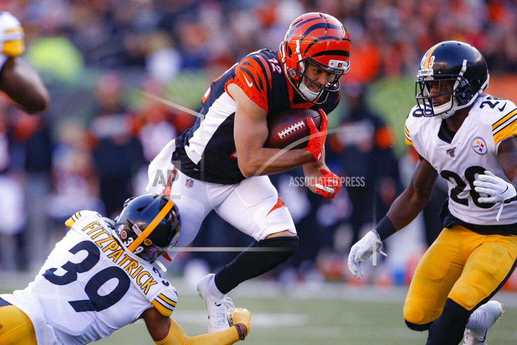 Gary Landers Cincinnati Bengals wide receiver Alex Erickson (12) runs the ball against Pittsburgh Steelers free safety Minkah Fitzpatrick (39) during the second half an NFL football game, Sunday, Nov. 24, 2019, in Cincinnati. (AP Photo/Gary Landers)