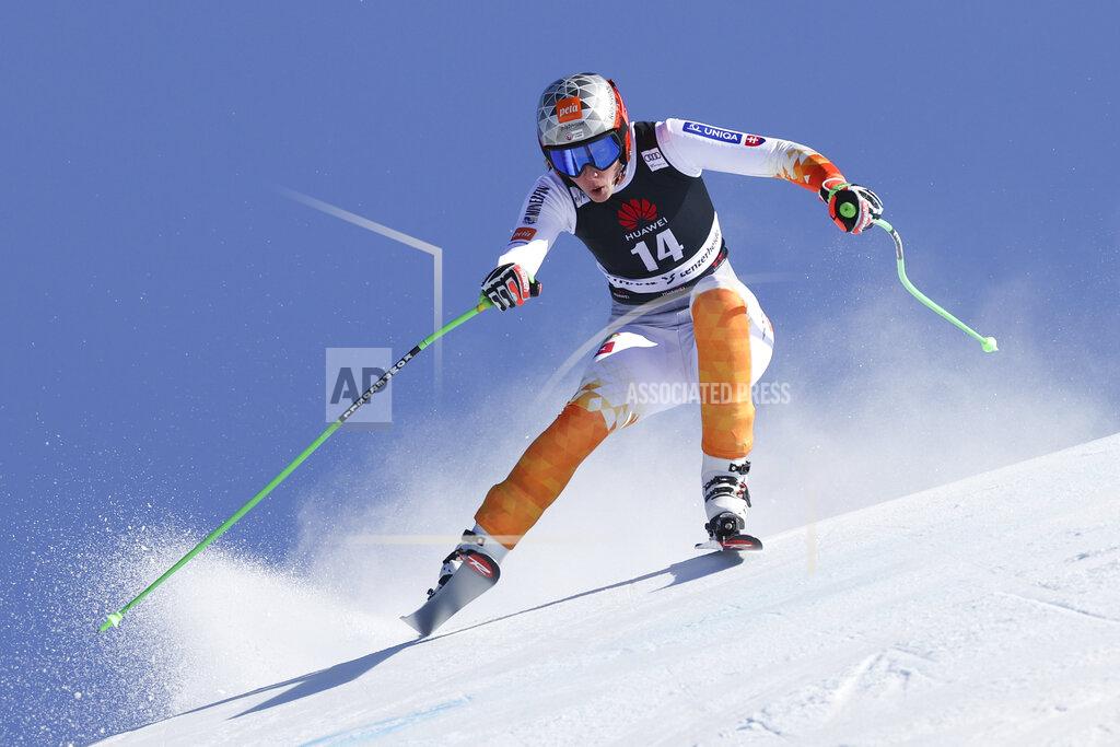 Alessandro Trovati Slovakia's Petra Vlhova speeds down the course during an alpine ski, women's World Cup super-G, in Lenzerheide, Switzerland, Saturday, March 5, 2022. (AP Photo/Alessandro Trovati)